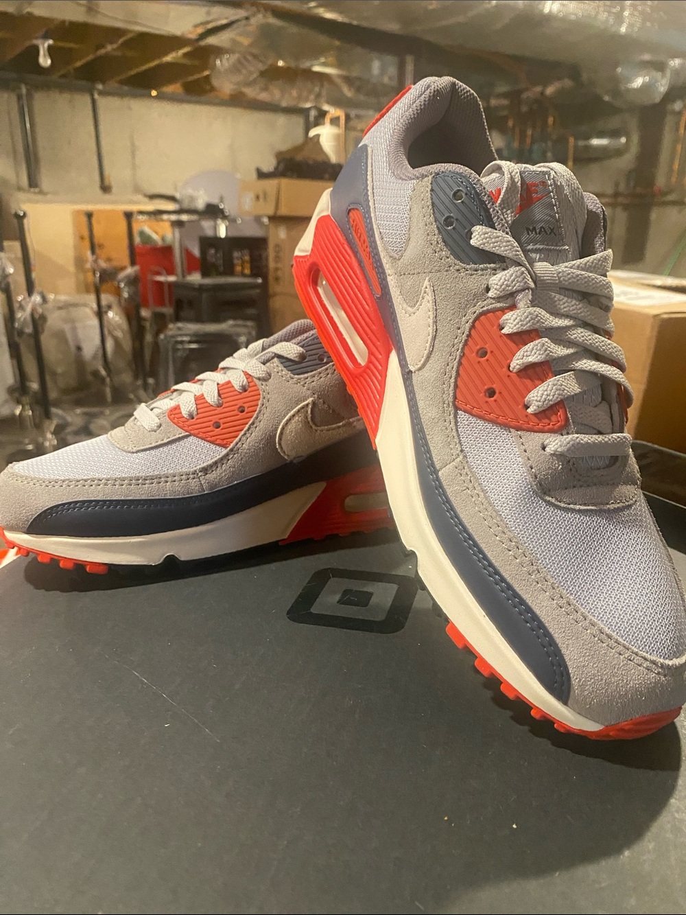 Nike Men’s Air Max 90 Sneakers Gray Navy Red